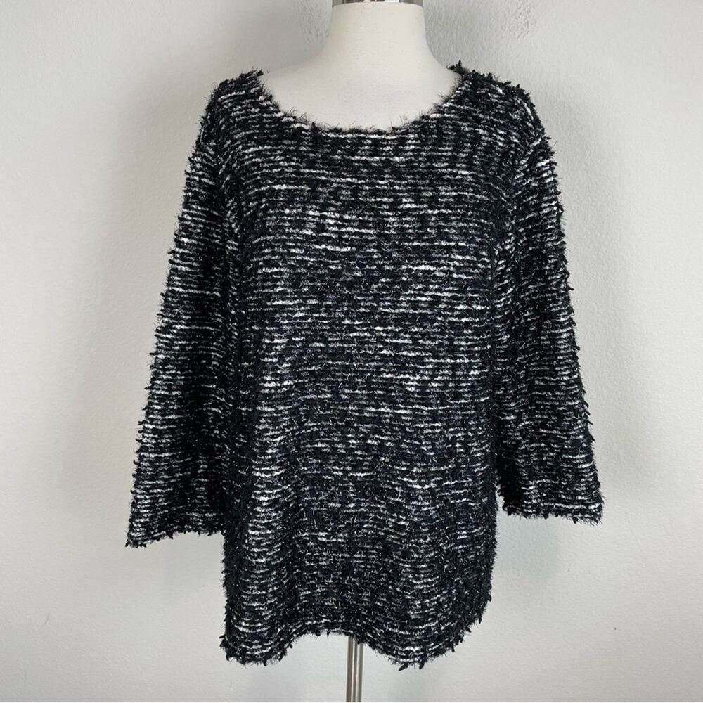 Chico's Black White Eyelash Pullover Sweater 3